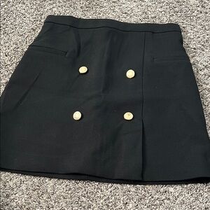 H&M Black A-Line Skirt with Gold Buttons